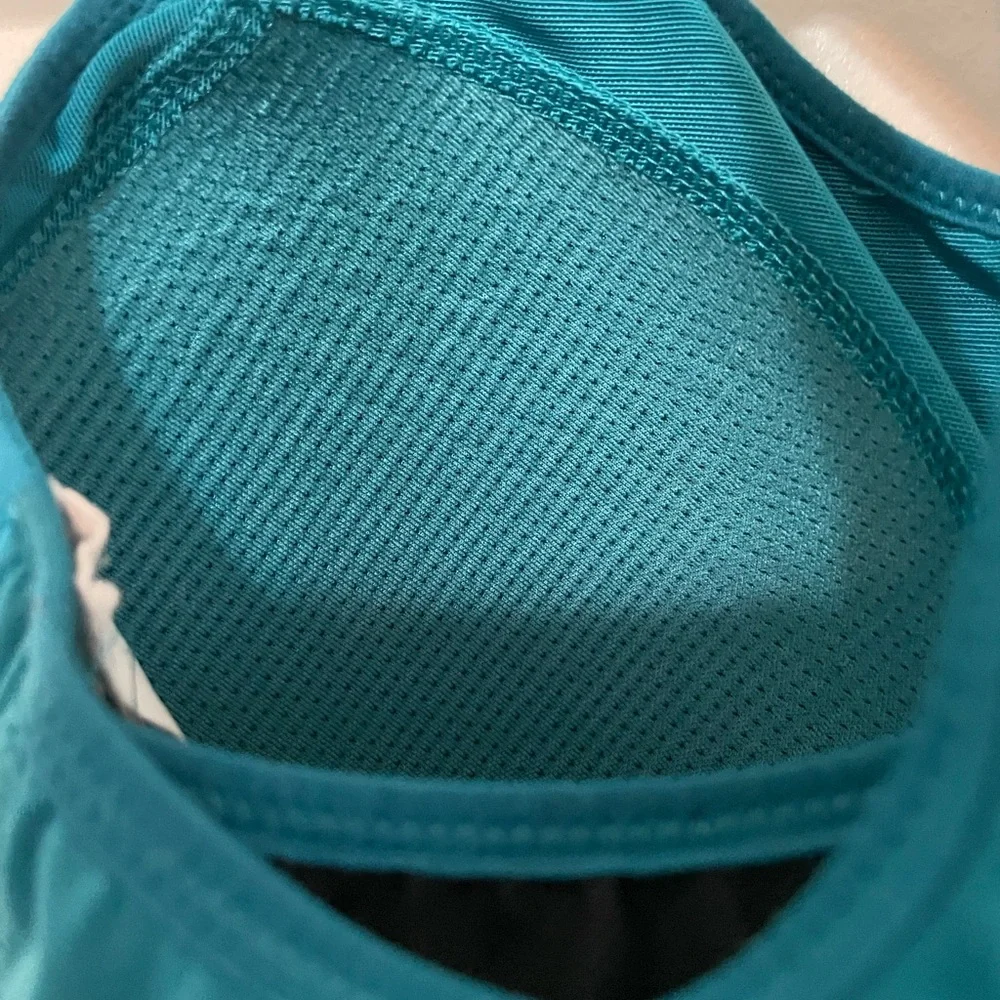 Nike dri fit zip front mesh Racerback teal padded sports bra size small